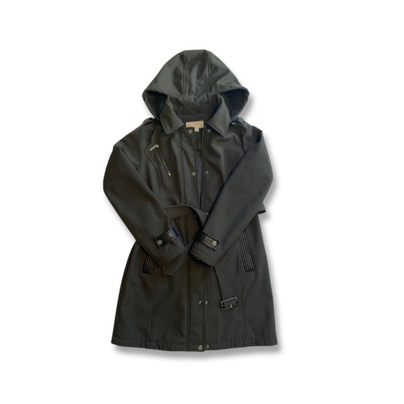Michael Kors Jackets & Blazers - MICHAEL KORS Womens Trench Coat Zip Up Hood Dark Olive Green Grey Size Small GUC